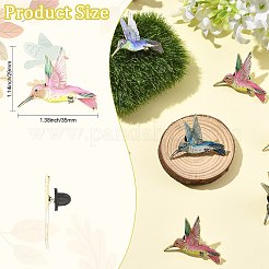 ハチドリのエナメルピン 8個 4色  バックパック服の合金バッジ  ゴールドカラー  ミックスカラー  29x35mm  2個/カラー&nbsp;JEWB-CJ0003-63