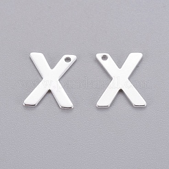 ステンレススチールチャーム201個  文字L  銀色のメッキ  文字.x  11x9x0.6mm  穴：1mm&nbsp;X-STAS-L232-007X