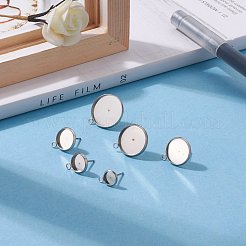 Non-Tarnish 48Pcs 6 Size 304 Stainless Steel Stud Earring Settings&nbsp;STAS-ZZ0001-02P