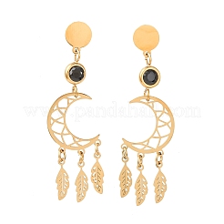 304 Stainless Steel Dangle Stud Earrings&nbsp;EJEW-F393-08G
