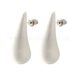 ティアドロップ真鍮スタッドピアス  銀  30x11mm&nbsp;EJEW-A121-04S