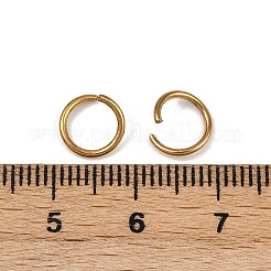304ステンレススチールオープン丸カン  ラウンド  イオンプレーティング（ip）  ゴールドカラー  8x1mm  18ゲージ  内径：6mm&nbsp;STAS-Z137-01G-08