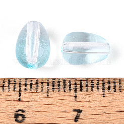ベーキングペイント透明ガラスビーズ  ティアドロップ  ライトシアン  9x6mm  穴：1.2mm  約2325個/1000g&nbsp;DGLA-N014-10H