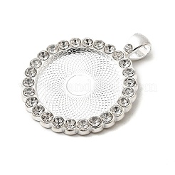Flat Round Alloy Rhinestone Pendant Cabochon Settings&nbsp;X-ALRI-T351-01S