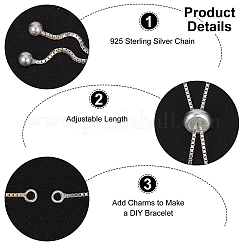 2Pcs 925 Sterling Silver Chain Link Bracelet Making&nbsp;MAK-BBC0001-02