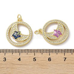 Brass Micro Pave Clear Cubic Zirconia Pendants&nbsp;KK-C045-26G
