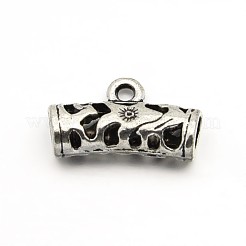 チベットスタイルの合金中空チューブベイルビーズチューブベイル  ループベイル  アンティークシルバー  13x21x7mm  穴：2mm  内径：4mm&nbsp;TIBEB-O004-46