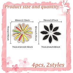 4Pcs 2 Styles Flower Hotfix Rhinestone (Hot Melt Adhesive On The Back)&nbsp;DIY-HY0001-89