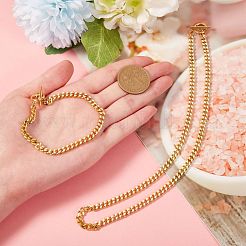 Brass Curb Chain Bracelet & Curb Chain Necklace Sets&nbsp;SJEW-SZ0001-011B