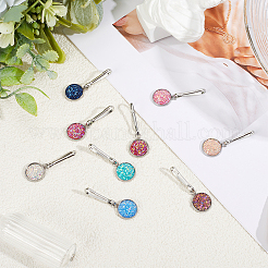 12Pcs Flat Round Alloy Resin Zipper Pulls Charms&nbsp;FIND-CY0002-31