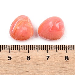 不透明アクリル天然石風ビーズ  三角形  ツートン  ライトコーラル  12~12.5x15x12~12.5mm  穴：2mm  約396個/500g&nbsp;OACR-G064-13A