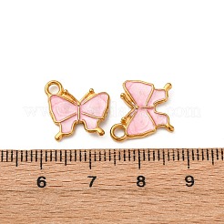 304ステンレススチールエナメルチャーム  バタフライチャーム  ゴールドカラー  ピンク  13x13.5x1.5mm  穴：2mm&nbsp;LS-STAS-Q363-02B-G