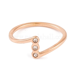 304ステンレススチール製指輪女性用  ラインストーン付き  ローズゴールド  8mm  usサイズ6~9（16.5~18.9mm）&nbsp;RJEW-C086-17-RG