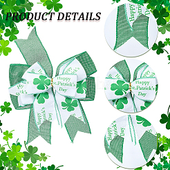 Polyester Clover Pattern Bowknot for Saint Patrick's Day Party Decorations&nbsp;AJEW-WH20080-04A