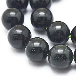 Natura Myanmar Black Jade Beads Strands&nbsp;G-D0001-06-10mm