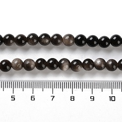 天然銀黒曜石ビーズ連売り  ラウンド  6.5mm  穴：0.7mm  約63個/連  14.96インチ（38cm）&nbsp;G-S150-20A-6mm