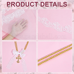 Polyester Bridal Veils and Polyester Cord Wrist Corsages for Wedding&nbsp;HJEW-BC00090-01