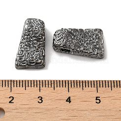 テクスチャード真鍮ビーズ  カドミウムフリー＆ニッケルフリー＆鉛フリー  台形  ガンメタ色  18x10.5x6mm  穴：3.5x2.5mm&nbsp;KK-H455-05B