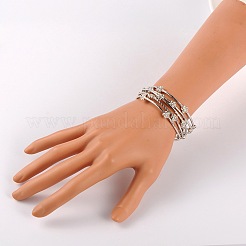 Brass Tube 5-Loops Wrap Bracelets&nbsp;BJEW-JB01704-01