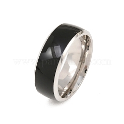男性用304ステンレススチールエナメル指輪  ブラック  プラチナ  8.5mm  内径：21mm&nbsp;SA-CBA0CD2-03P