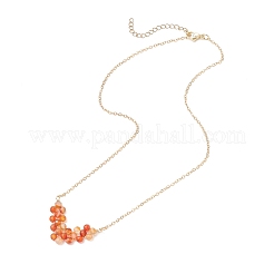 Natural Carnelian Faceted Round Beaded Arrow Pendant Brass Cable Chain Necklaces&nbsp;NJEW-TA00207-01