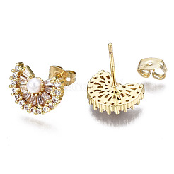 Brass Micro Pave Cubic Zirconia Stud Earrings&nbsp;EJEW-T014-58G-NF