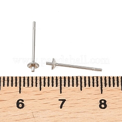 変色しにくい304ステンレススチール製ポストスタッドピアス金具  片穴パーツ用  ステンレス鋼色  3mm  ピン：0.7mm&nbsp;STAS-R063-41