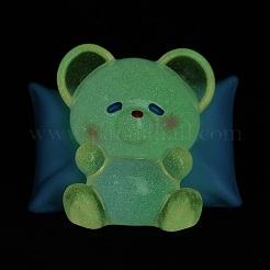 蓄光樹脂のかわいい小さなクマの装飾品  暗闇で光る  マイクロ風景の装飾  ライトスカイブルー  37.5x30x29mm&nbsp;RESI-Z008-01F