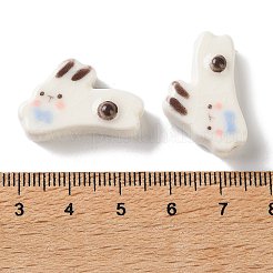 手作りの陶器ビーズ  手描き  兎  ココナッツブラウン  16x24.5x9mm  穴：3mm&nbsp;PR-CBA3F2D-02B