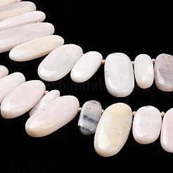 天然石ピンクオパールビーズ連売り  トップ掘削  楕円形のチャーム  15.5~52x7~17x5~7mm  穴：0.9mm  約29~32個/連  15.35''~16.14''（39~41センチメートル）&nbsp;G-M408-D01