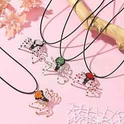 Braided Glass Seed Bead Spider Pendant Necklaces&nbsp;NJEW-MZ00036