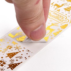 クリスマスをテーマにした長方形のロールステッカー  粘着紙ギフトタグステッカー  パーティーのために  装飾的なプレゼント  ゴールドカラー  80x30x0.1mm  120PCS /ロールについて&nbsp;DIY-B045-01A