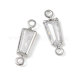 SHEGRACE Brass Pave Cubic Zirconia Trapezoid Connector Charms&nbsp;XGRQ2O526-444A-P