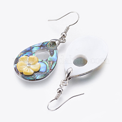 Abalone Shell/Paua Shell Dangle Earrings&nbsp;EJEW-P148-10-01