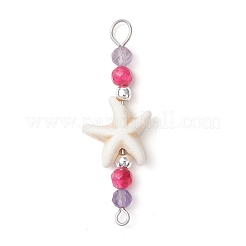 4Pcs 4 Colors Summer Beach Dyed Synthetic Turquoise Connector Charms&nbsp;PALLOY-JF03747-03