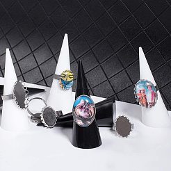 DIYの指輪キット  透明な卵形のガラス製カボション  指輪コンポーネント  ステンレス鋼色  25x18x5mm&nbsp;DIY-PH0025-54P