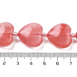 チェリークォーツガラスビーズ連売り  ハート  シードビーズで  19~19.5x20x10mm  穴：1.5mm  約17個/連  15.75インチ（40cm）&nbsp;G-C150-A32-01