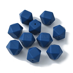 食品グレードの環境に優しいシリコーンビーズ  六角  マリンブルー  17x17x17mm  穴：2mm&nbsp;SIL-TAC0001-11C