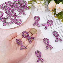20Pcs Silk Ribbon Alloy Rhinestone Brooches&nbsp;JEWB-FH0001-71B