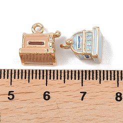 合金エナメルチャーム  メールボックスチャーム  ゴールドカラー  ミックスカラー  11.5x10.5x8.5mm  穴：1.2mm&nbsp;ENAM-A012-18G