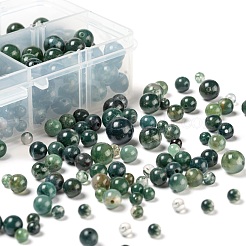 340個4スタイルの天然苔瑪瑙ビーズ  ラウンド  4mm / 6mm / 8mm / 10mm  穴：0.8~1mm&nbsp;G-LS0001-41