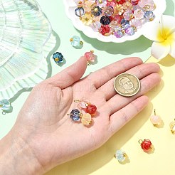 100個10色透明スプレーペイントガラスペンダント  カボチャチャーム  鉄製の平頭ピンループ付き  ミックスカラー  16mm  穴：2.5mm  10個/カラー&nbsp;PALLOY-CJ00123