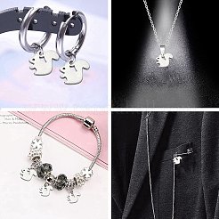 304ステンレススチールチャーム  ステンレス鋼色  リス模様  8x9x1mm  穴：1mm&nbsp;STAS-CJC0008-10P-01