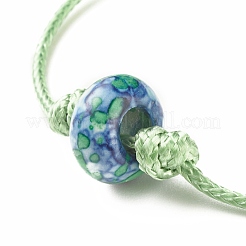 Natural Ocean White Jade(Dyed) Rondelle Beaded Cord Bracelet&nbsp;BJEW-JB08057