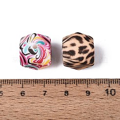 印刷されたシリコンビーズ  六角  多面カット  ミックスカラー  14x19x19mm  穴：2.3mm&nbsp;SIL-N006-17