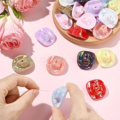 36個 9色 不透明 UVメッキ アクリルビーズ  虹色の  トップハット  ミックスカラー  35x30x12mm  4個/カラー&nbsp;PACR-CJ0001-48