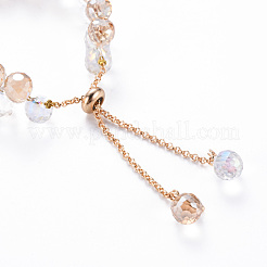 Sparkling Faceted Teardrop Glass Beads Slider Bracelets for Teen Girl Women&nbsp;BJEW-T016-07