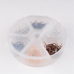 1ボックス6カラー真鍮ピアスフック  水平ループ付き  ニッケルフリー  ミックスカラー  17mm  穴：1.5mm  21ゲージ  ピン：0.7mm&nbsp;KK-JP0009-NF