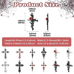 48pcs12スタイルチベットスタイルアロイペンダント  クロス  ミックスカラー  38~57x21.5~38x3~5.5mm  穴：1.8~2.3mm  4個/スタイル&nbsp;FIND-CJ0005-16