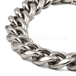 304ステンレススチールキューバチェーンブレスレット  キュービックジルコニアクラスプ付き  ステンレス鋼色  9-1/4インチ（23.4cm）&nbsp;NJEW-D050-02J-P